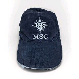 MSC Cruise Line Ship Baseball Cap Hat Navy Blue Strapback Distressed Vintage